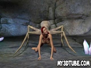 תלת ממדים ג'ינג'ית deity מקבל מזוין על ידי an חייזר spider