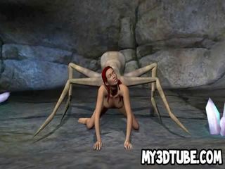 3d ruiva deity obtendo fodido por um alienígena spider