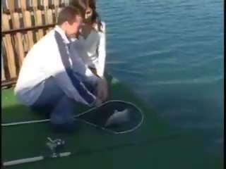 Najstnice rjavolaska zanič manhood in dobi zajebal v muca blizu fishing poslovni